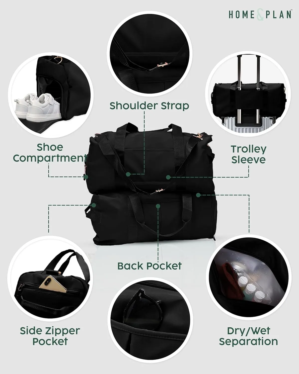 Personalized Ballet Duffle Bag for Women, Girls - Custom Duffel Bag - Different Color & Design Options - Black