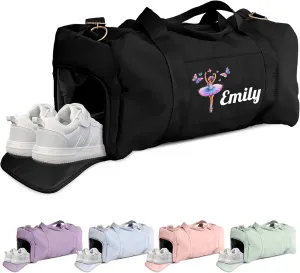 Personalized Ballet Duffle Bag for Women, Girls - Custom Duffel Bag - Different Color & Design Options - Black