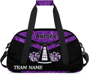 Personalized Children Gym Bag Girl Travel Duffle Bag Custom Cheer Bag Girl Customize Sport Duffel Bag with Name, 18.9L*8.7H *10.6W In