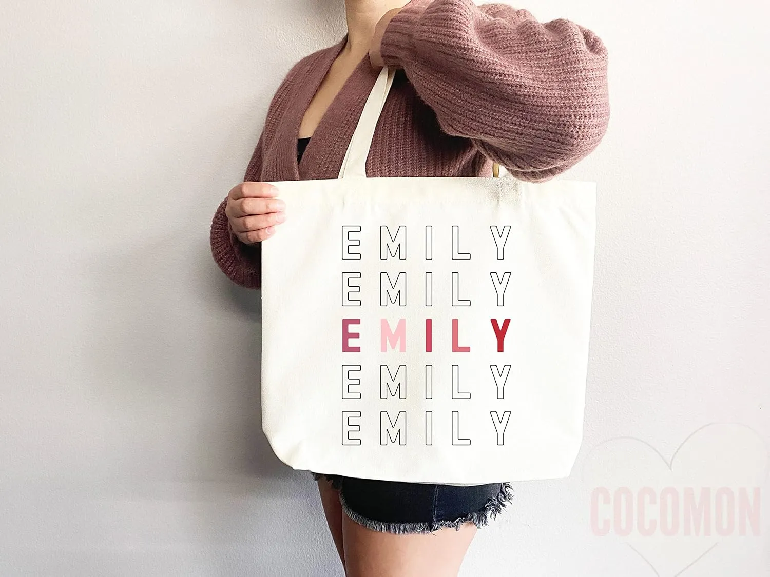 Personalized Custom Name Tote Bag - Custom Tote Shopper - Durable Premium Canvas, Reusable, Eco-Friendly - Ideal Gift for Women, Bridesmaids, Teachers, Nurses - Customizable and Personalizable (Medium Bag)