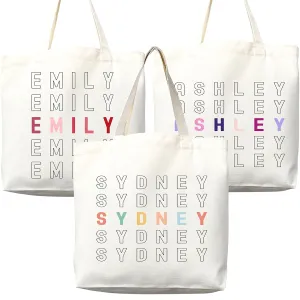 Personalized Custom Name Tote Bag - Custom Tote Shopper - Durable Premium Canvas, Reusable, Eco-Friendly - Ideal Gift for Women, Bridesmaids, Teachers, Nurses - Customizable and Personalizable (Medium Bag)