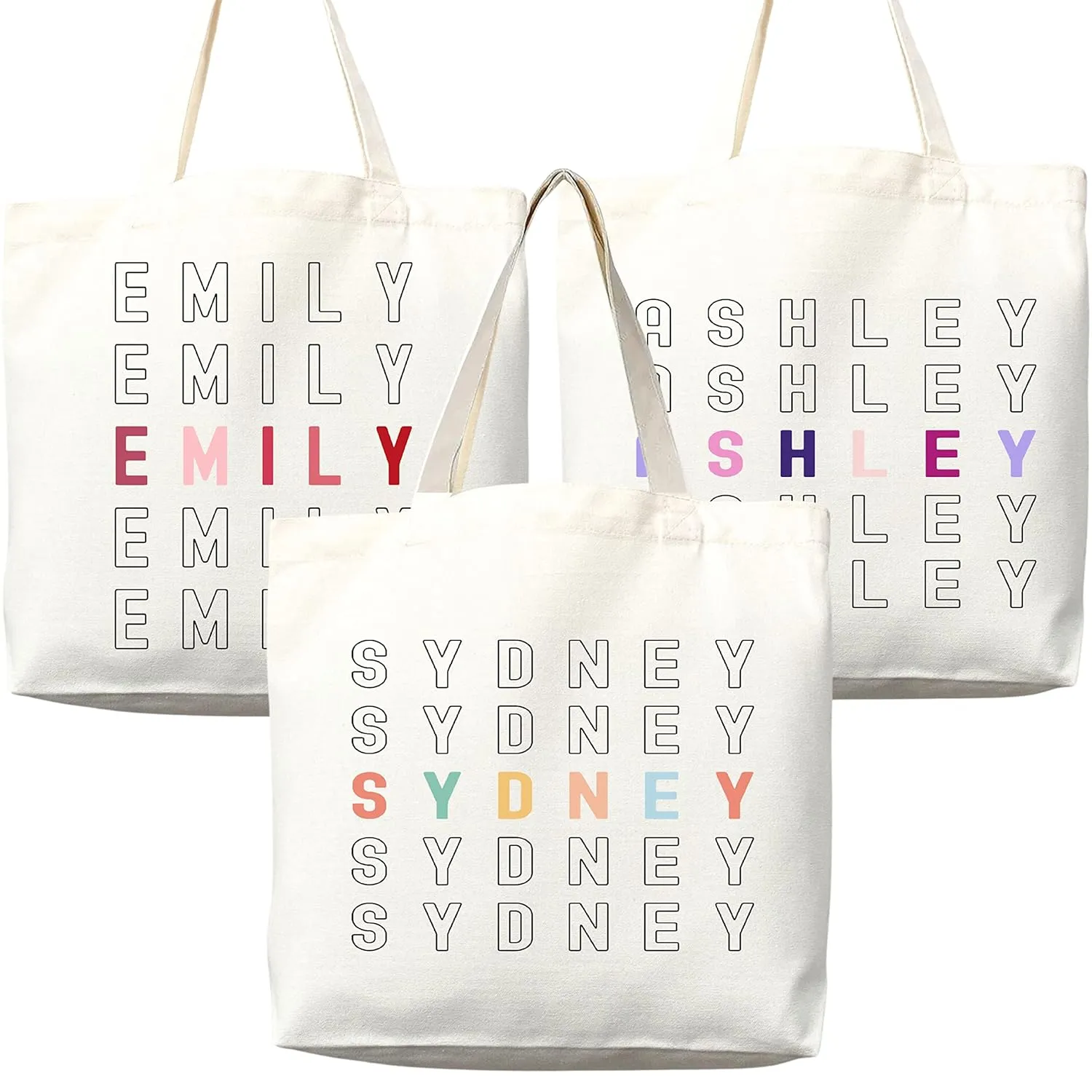 Personalized Custom Name Tote Bag - Custom Tote Shopper - Durable Premium Canvas, Reusable, Eco-Friendly - Ideal Gift for Women, Bridesmaids, Teachers, Nurses - Customizable and Personalizable (Medium Bag)