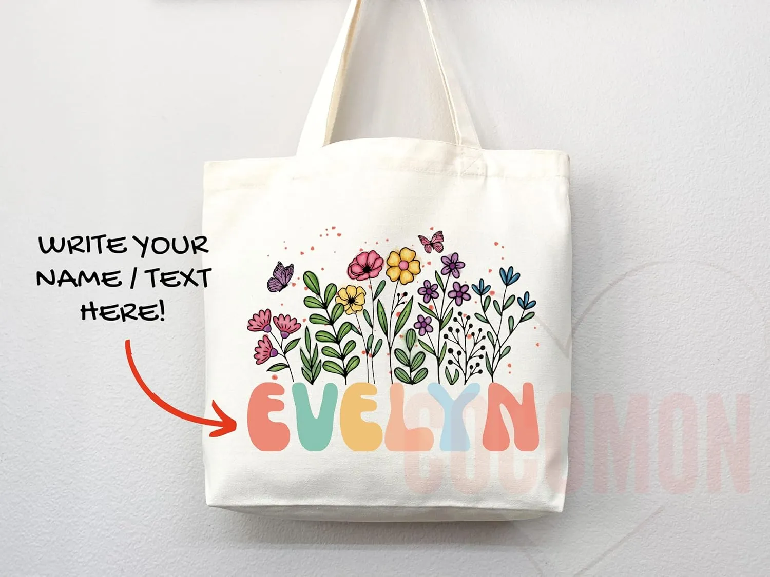 Personalized Custom Name Tote Bag - Custom Tote Shopper - Premium Durable Canvas, Reusable, Eco-Friendly- Ideal Gift for Women, Bridesmaids, Teachers, Nurses - Customizable (Medium Bag)