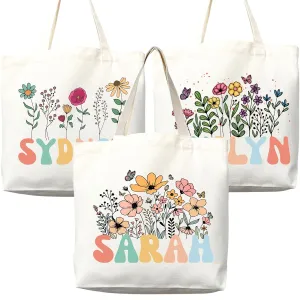 Personalized Custom Name Tote Bag - Custom Tote Shopper - Premium Durable Canvas, Reusable, Eco-Friendly- Ideal Gift for Women, Bridesmaids, Teachers, Nurses - Customizable (Medium Bag)