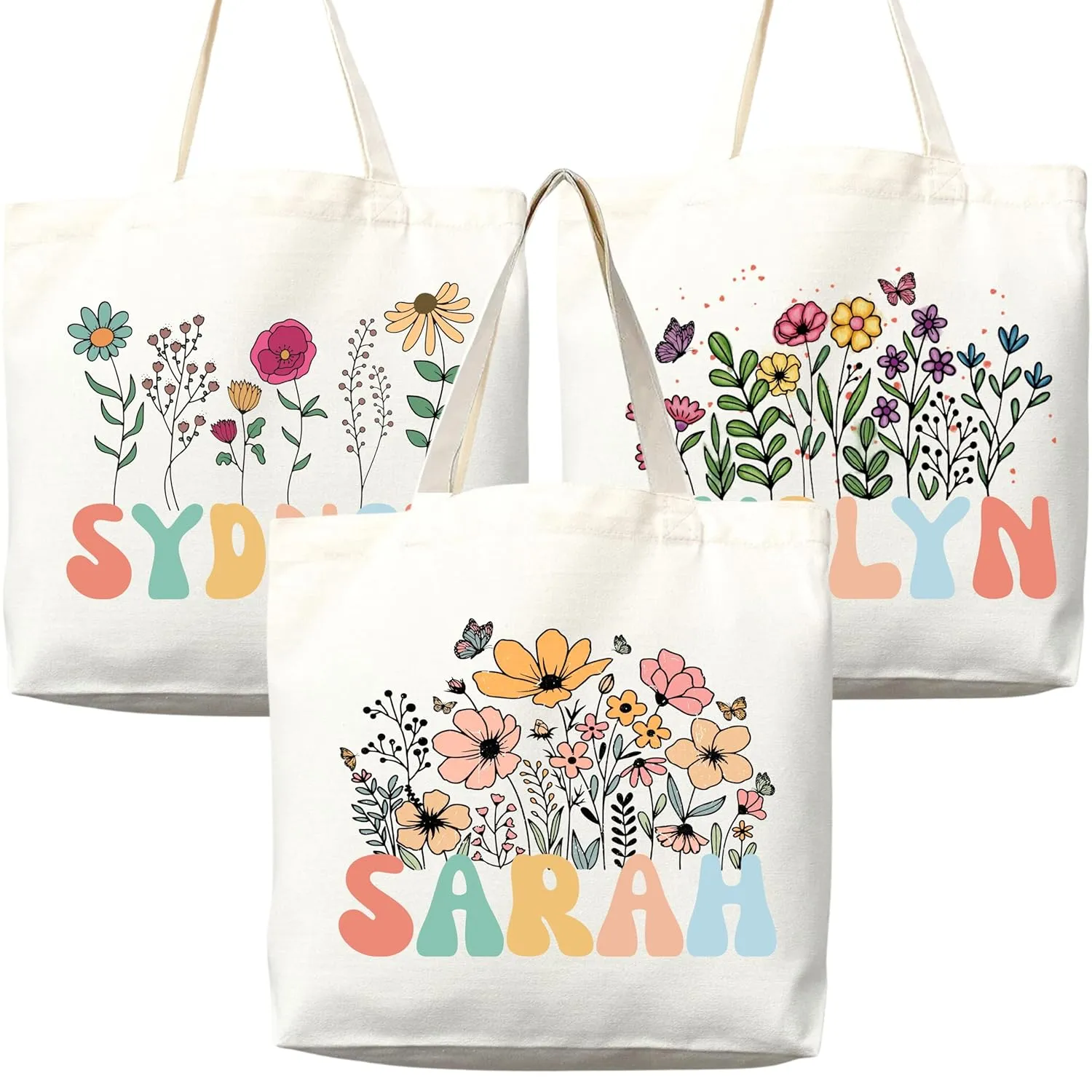 Personalized Custom Name Tote Bag - Custom Tote Shopper - Premium Durable Canvas, Reusable, Eco-Friendly- Ideal Gift for Women, Bridesmaids, Teachers, Nurses - Customizable (Medium Bag)