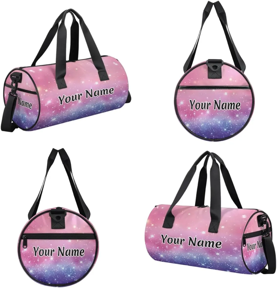 Personalized Duffel Bag for Women, Custom Rainbow Polka Dots Gym Bag for Sports, Waterproof Dance Bag with Name, Lightweight Carryon Gym Bag, Rainbow Glitter