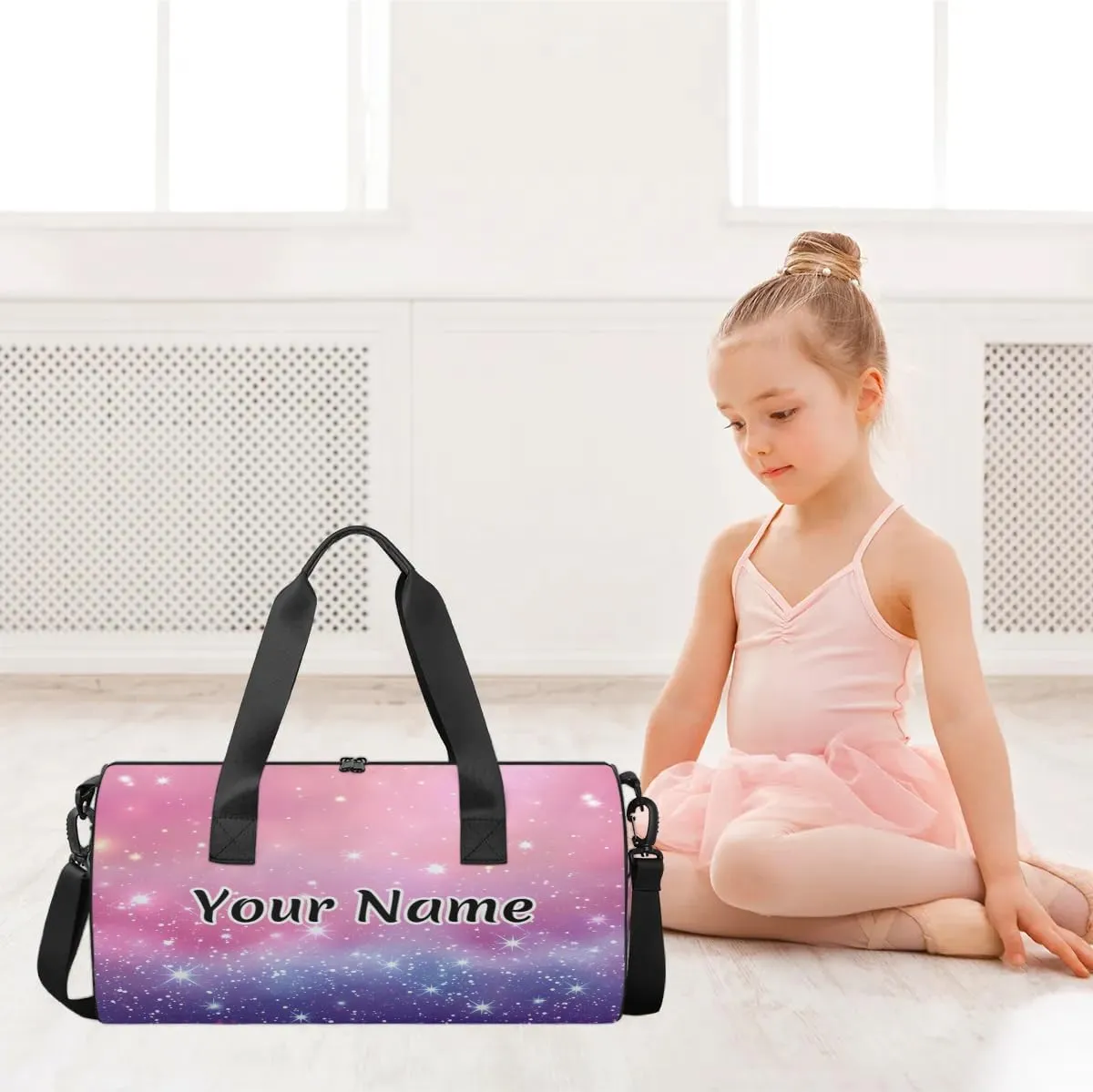 Personalized Duffel Bag for Women, Custom Rainbow Polka Dots Gym Bag for Sports, Waterproof Dance Bag with Name, Lightweight Carryon Gym Bag, Rainbow Glitter
