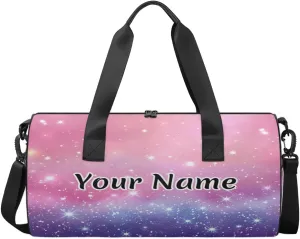 Personalized Duffel Bag for Women, Custom Rainbow Polka Dots Gym Bag for Sports, Waterproof Dance Bag with Name, Lightweight Carryon Gym Bag, Rainbow Glitter
