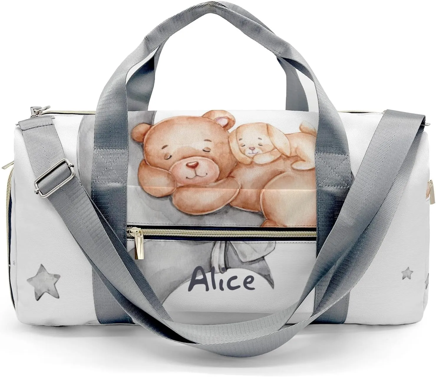 Personalized Duffel Bag Sleepy Teddy Bear Moon Stars Function Meets Fashion: Travel Bags for Fitness Journey