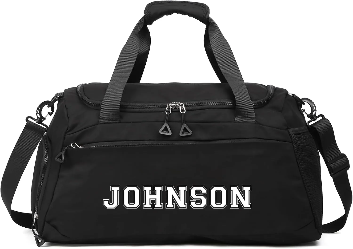 Personalized Duffel Bag with Name, Travel Duffel with Wet Pocket & Shoe Compartment, Sport Gym Bags for Women/Men, Overnight Bag for Traveling and Sports Enthusiasts (Style 2-Black)