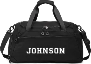 Personalized Duffel Bag with Name, Travel Duffel with Wet Pocket & Shoe Compartment, Sport Gym Bags for Women/Men, Overnight Bag for Traveling and Sports Enthusiasts (Style 2-Black)
