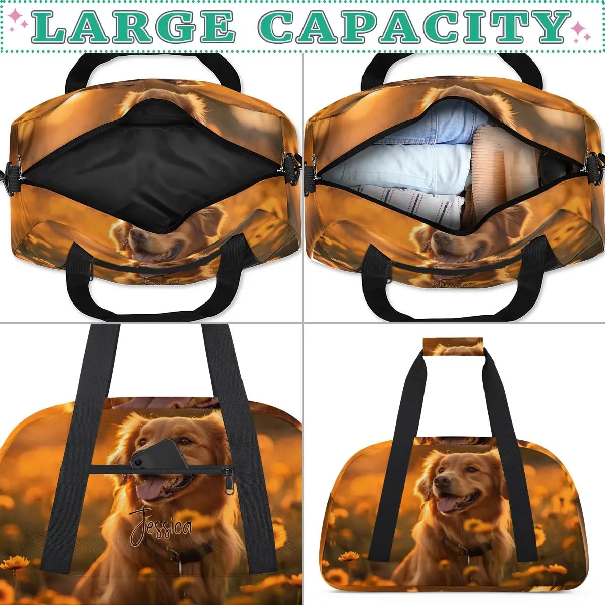 Personalized Duffel Bags for Kids Custom Gym Bag Small Dance Bag Travel Luggage Bags for Sports Dog