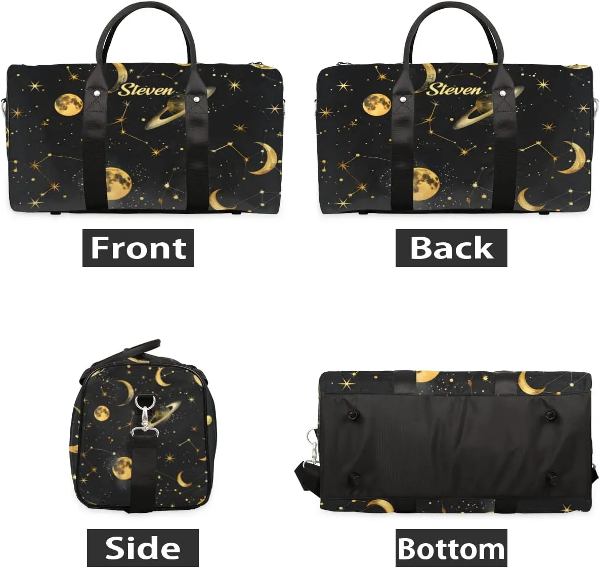 Personalized-Duffle-Bag for-Men-Women Traveling-Bag Overnight-Bag with-Name Gym-Bag Luggage-Bag Black-Travel-Bag