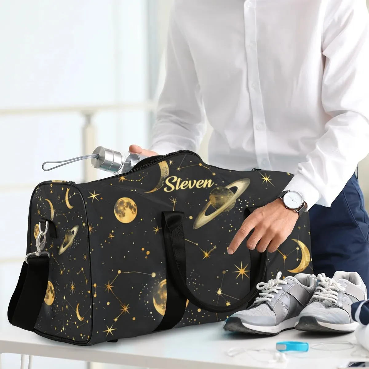 Personalized-Duffle-Bag for-Men-Women Traveling-Bag Overnight-Bag with-Name Gym-Bag Luggage-Bag Black-Travel-Bag