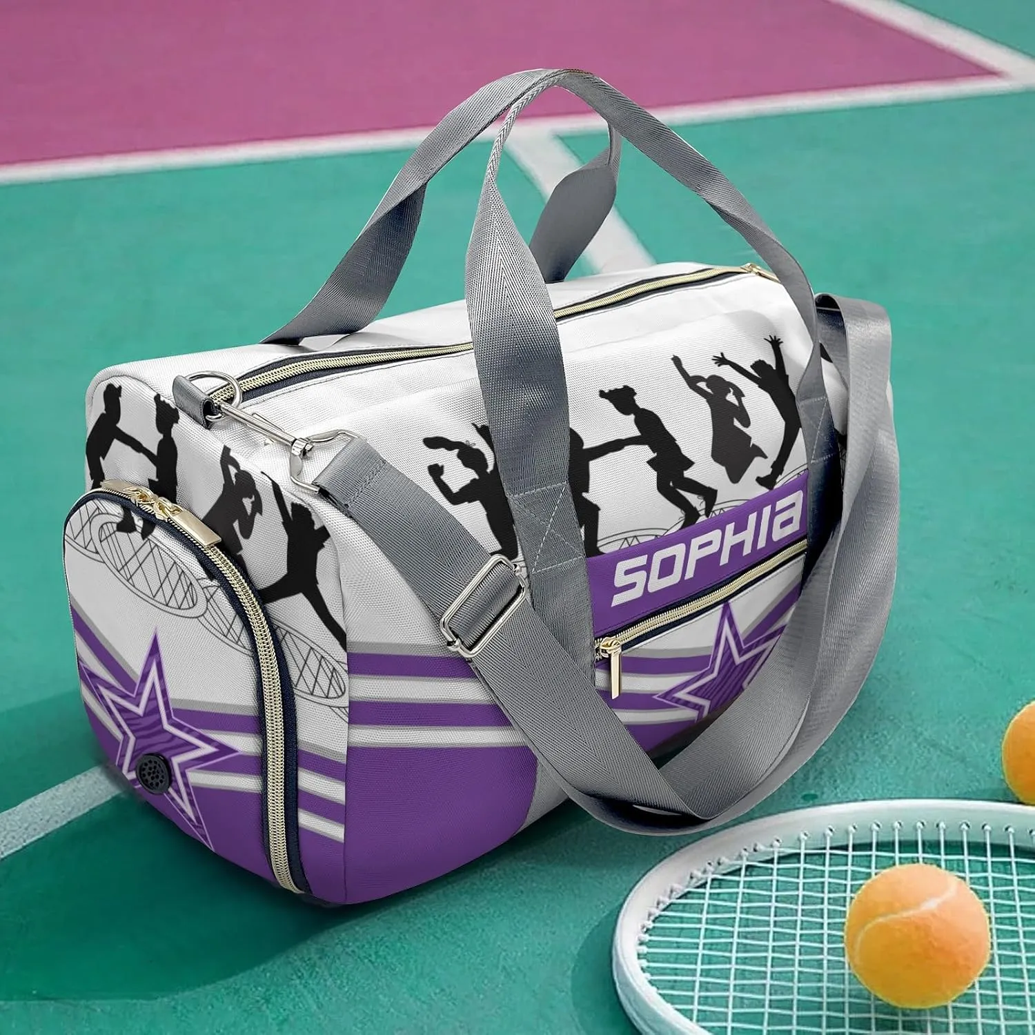 Personalized Gift Duffel Bag Jumping Trampoline Purple Athlete Multi-Function Travel Bag Fitness Travel Gear: Top Bags for Your Gym Essentials