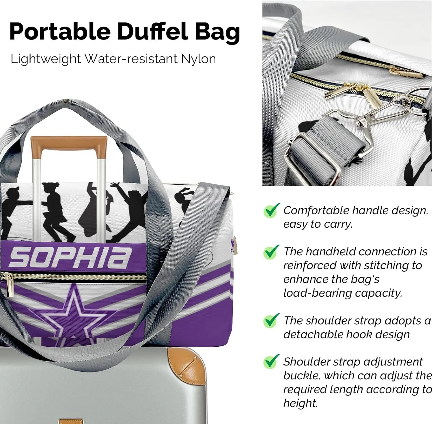 Personalized Gift Duffel Bag Jumping Trampoline Purple Athlete Multi-Function Travel Bag Fitness Travel Gear: Top Bags for Your Gym Essentials