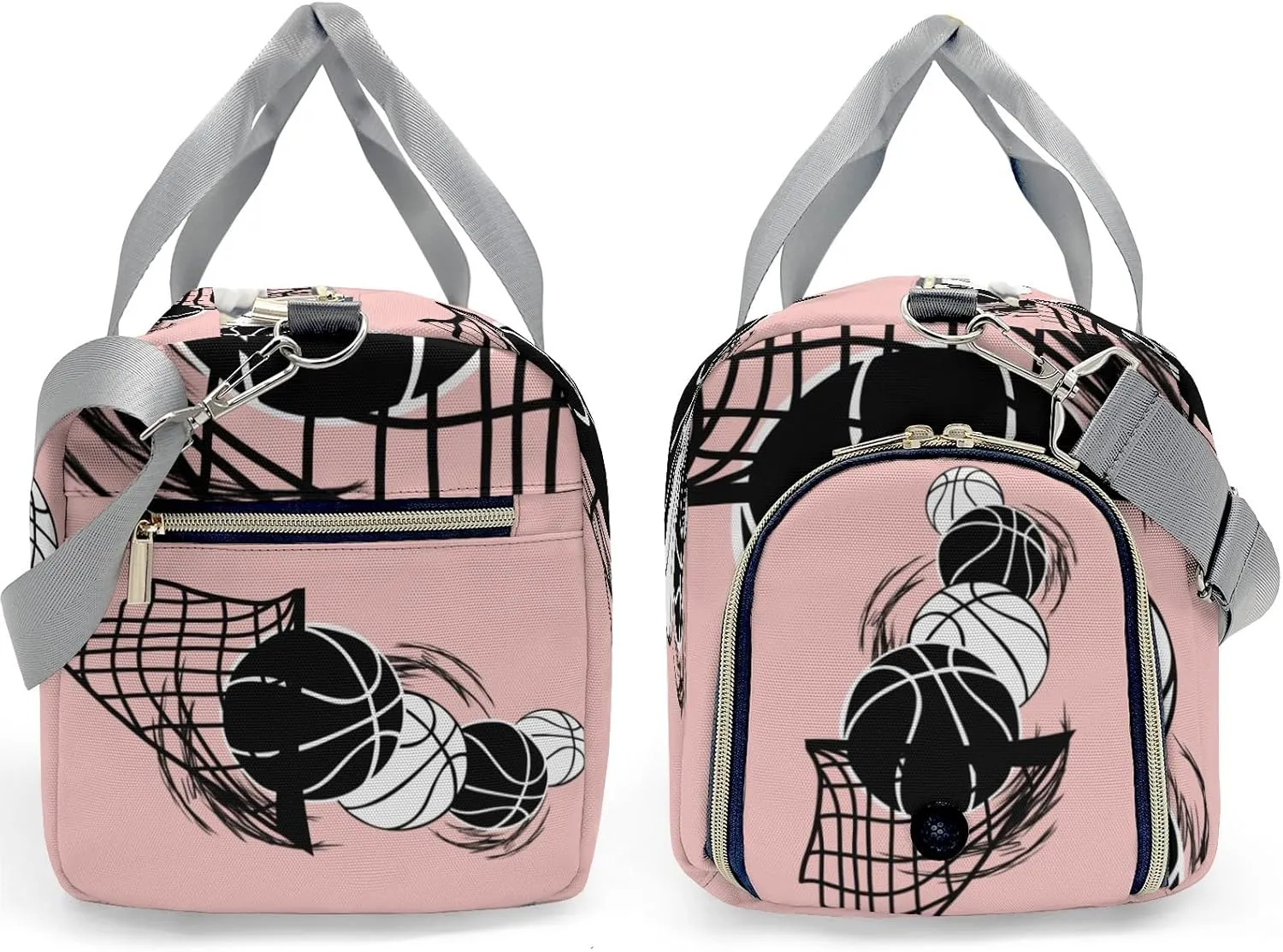 Personalized Gym Bag,Custom Name Basketball Peach Sport Duffel Bag Weekender Carry On Travel Duffel Bag