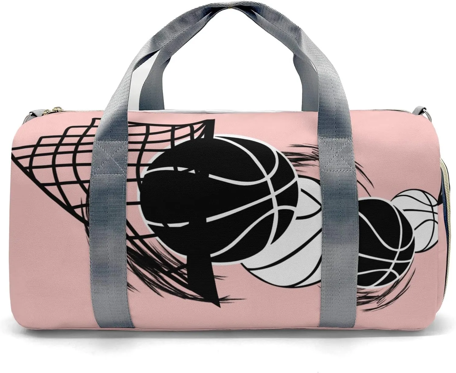 Personalized Gym Bag,Custom Name Basketball Peach Sport Duffel Bag Weekender Carry On Travel Duffel Bag