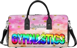 Personalized Gymnastic Bag for Women, Custom Name Sport Duffel Bag Gym Bag Travel Duffle Bag Overnight Weekender Bag, Glitter Stars