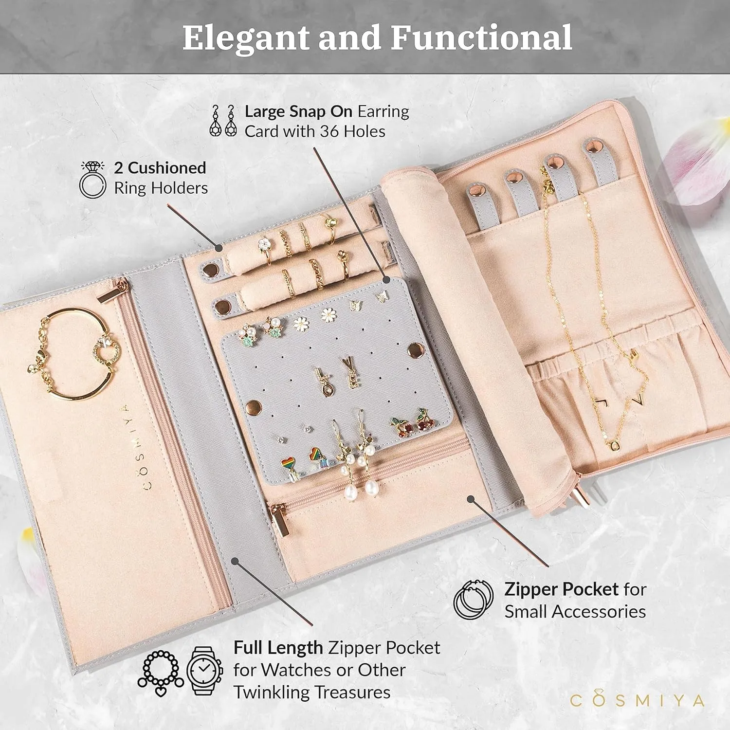 Personalized Initial Travel Jewelry Case - Monogram Custom Gifts For Women, Bridesmaid Proposal Gifts, Travel Jewelry Organizer, Customized Travel Jewelry Box, Birthday Gifts For Mom
