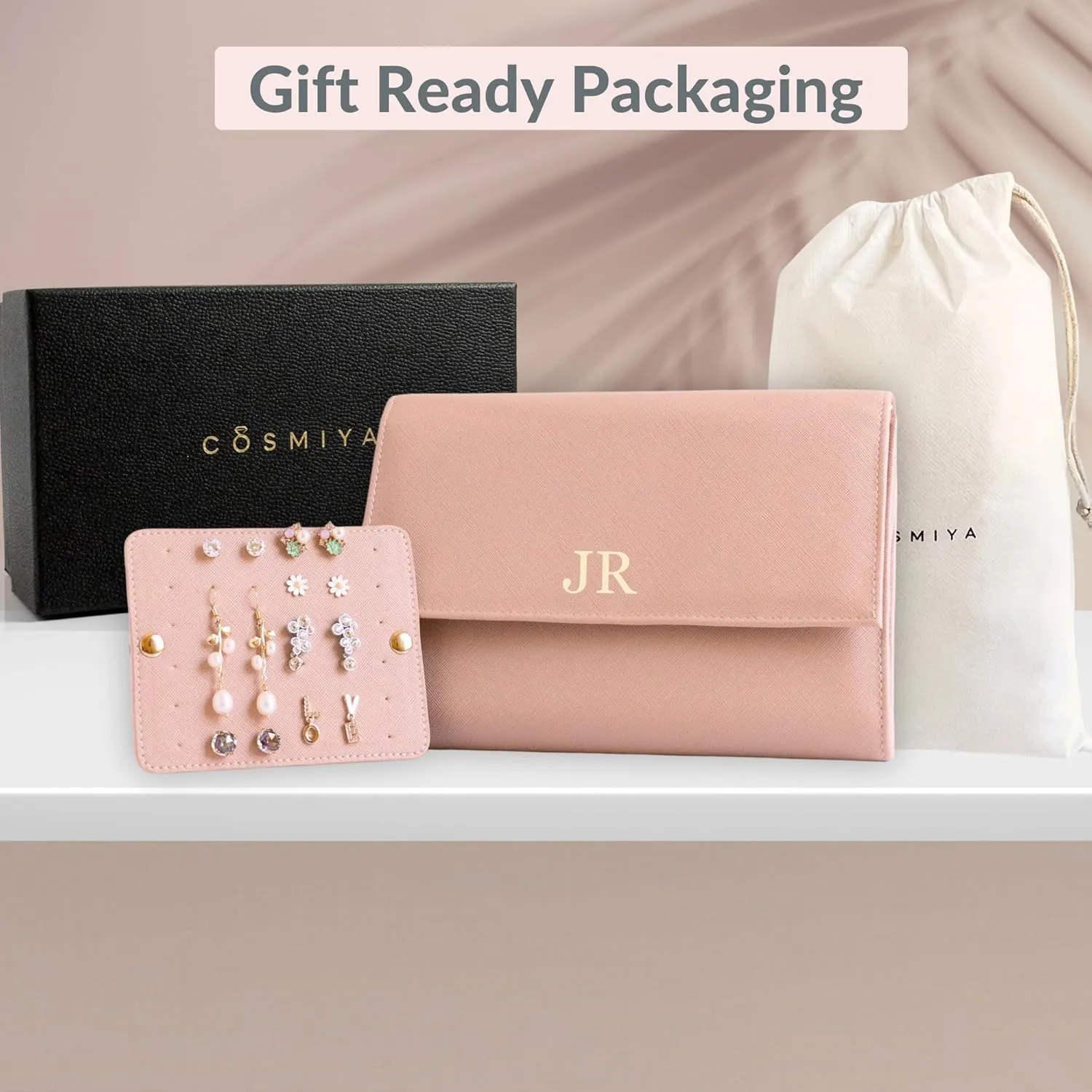 Personalized Initial Travel Jewelry Case - Monogram Custom Gifts For Women, Bridesmaid Proposal Gifts, Travel Jewelry Organizer, Customized Travel Jewelry Box, Birthday Gifts For Mom