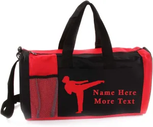 Personalized Kids 18 Inch Sport Duffel Bag With Custom Name & Text - Martial Arts Female