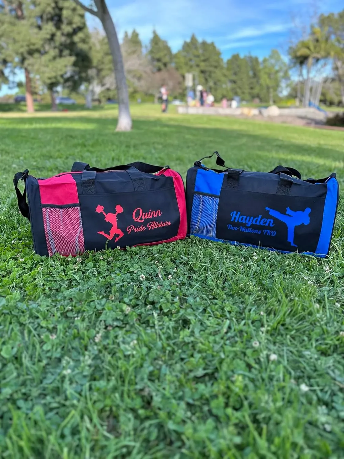 Personalized Kids 18 Inch Sport Duffel Bag With Custom Name & Text - Martial Arts Female