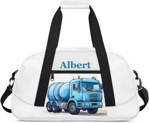 Personalized Kids Sports Duffel Bag with Name Custom Weekender Overnight Bag for Boys Girls Gym Bag Travel Dance Gymnastics Duffel Bag, Engineering Vehicle