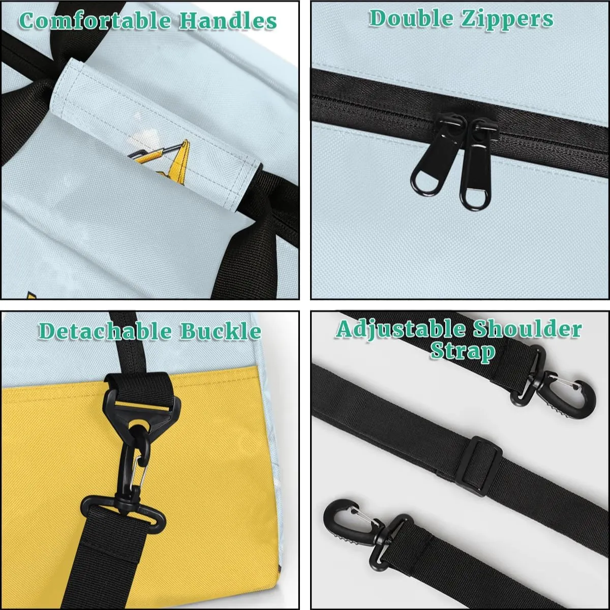 Personalized Kids Sports Duffel Bag with Name Custom Weekender Overnight Bag for Boys Girls Gym Bag Travel Dance Gymnastics Duffel Bag, Excavator Truck