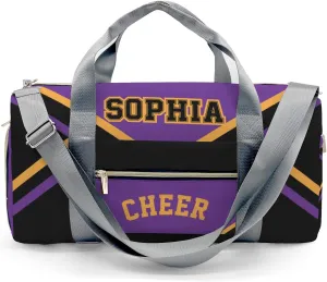 Personalized Multi-Function Travel Cheer Black Purple Cheerleader Duffel Handbag Large Capacity Women Men Gym Yoga Ballet with Name