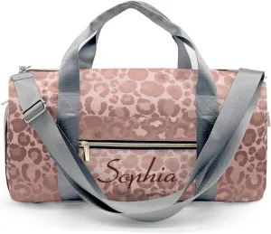 Personalized Name Duffel Bag Pink Rose Glod Leopards On-the-Go Fitness: Travel Bags Designed for Active Living