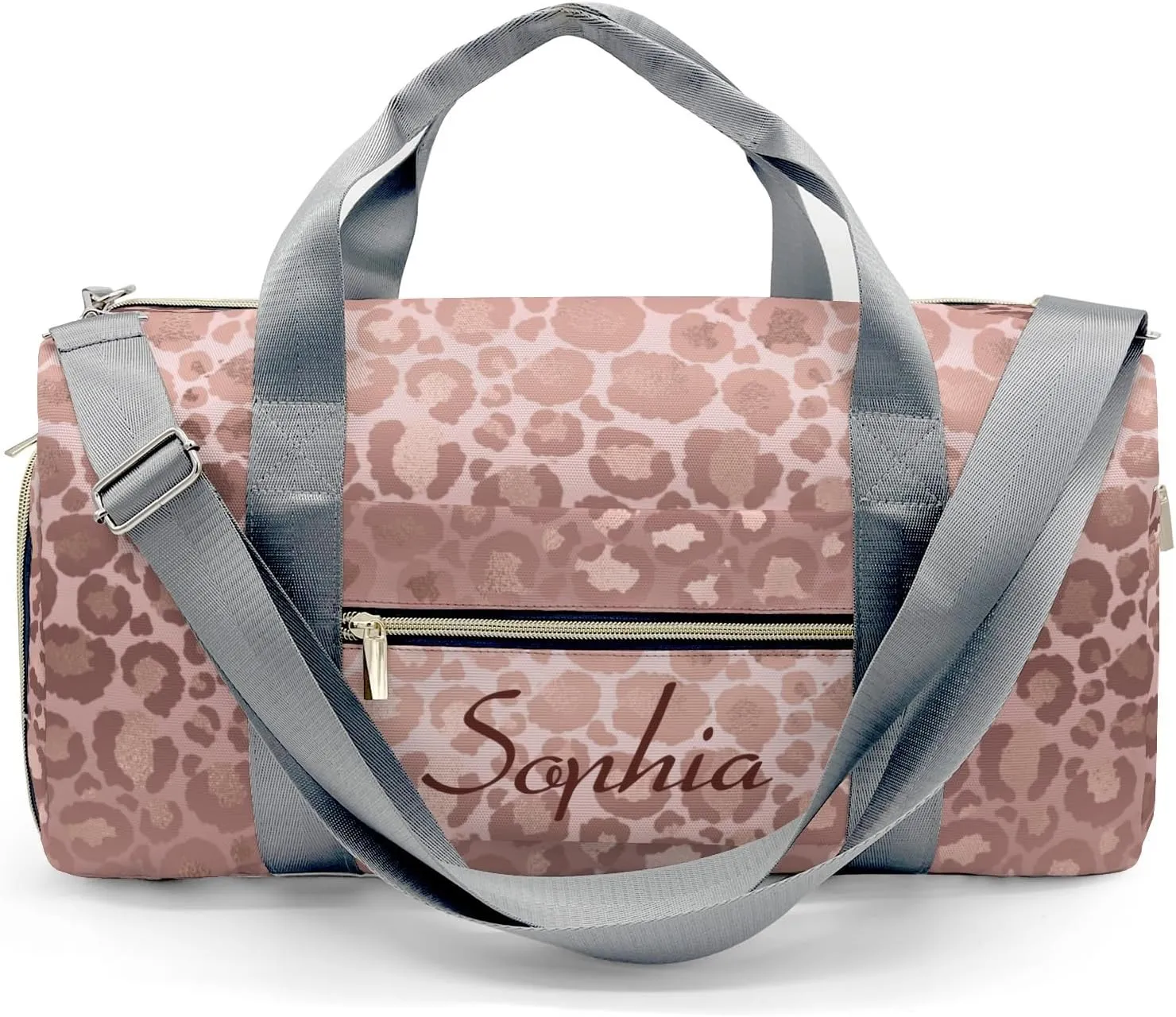 Personalized Name Duffel Bag Pink Rose Glod Leopards On-the-Go Fitness: Travel Bags Designed for Active Living