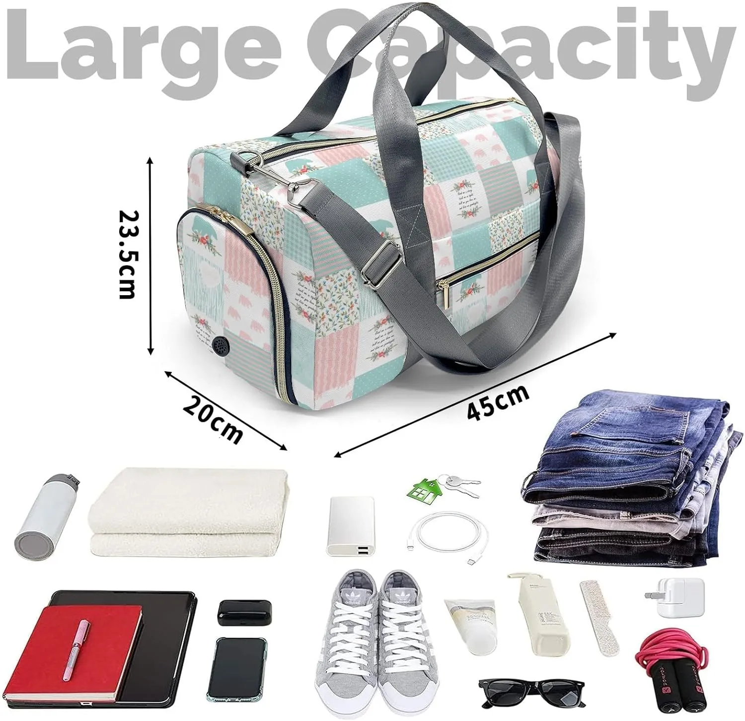 Personalized Name Duffel Bag Wild One Bear Pink Green Ultimate Travel Bags: Your Companion for Every Adventure