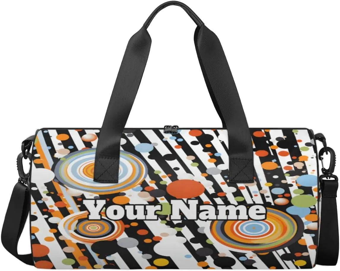 Personalized Polka Dots Sport Gym Bag, Custom Name Duffel Bags for Men, Waterproof Custom Sport Duffel Bag, Gymnastics Dance, Stripes