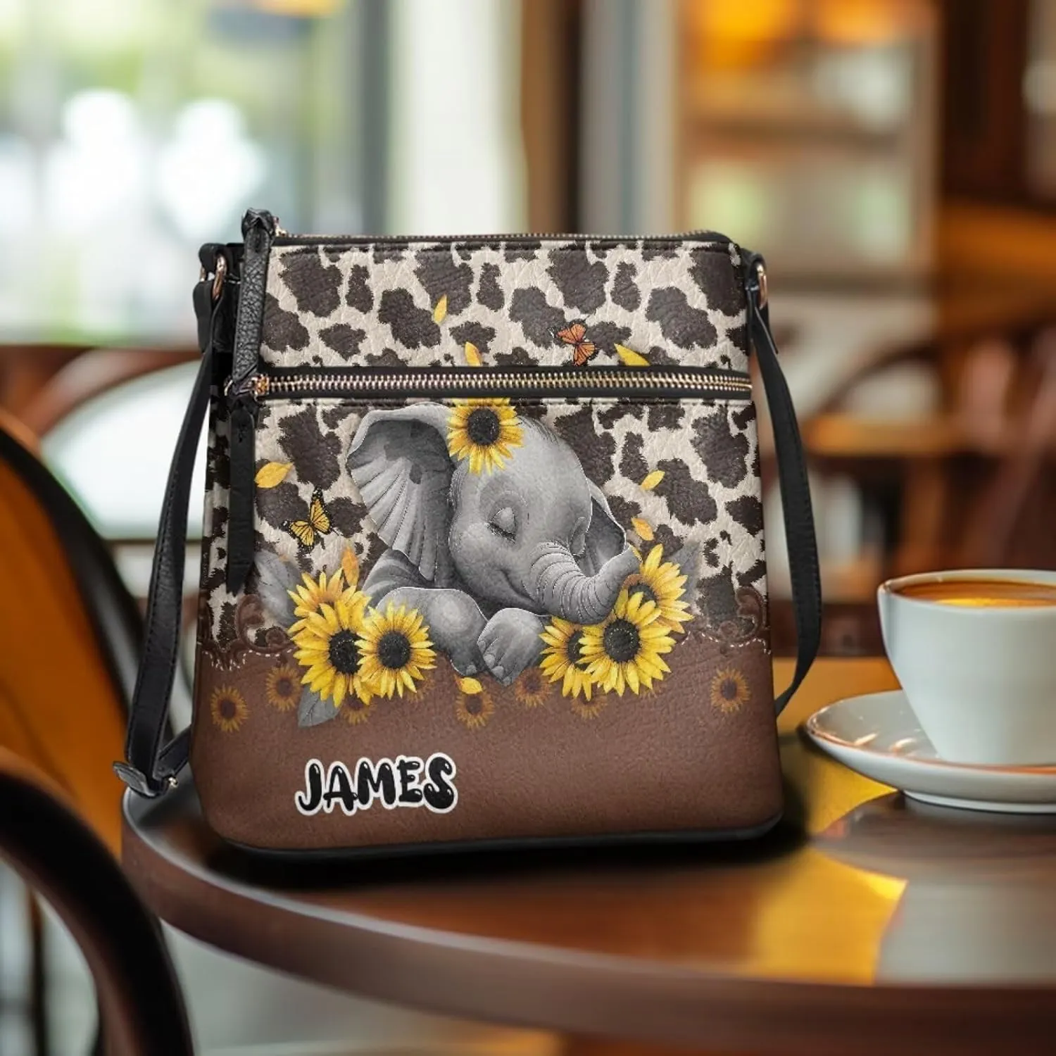 Personalized Purse for Women Custom Leather Crossbody Bag with Name Customized Hobo Bag with Zipper