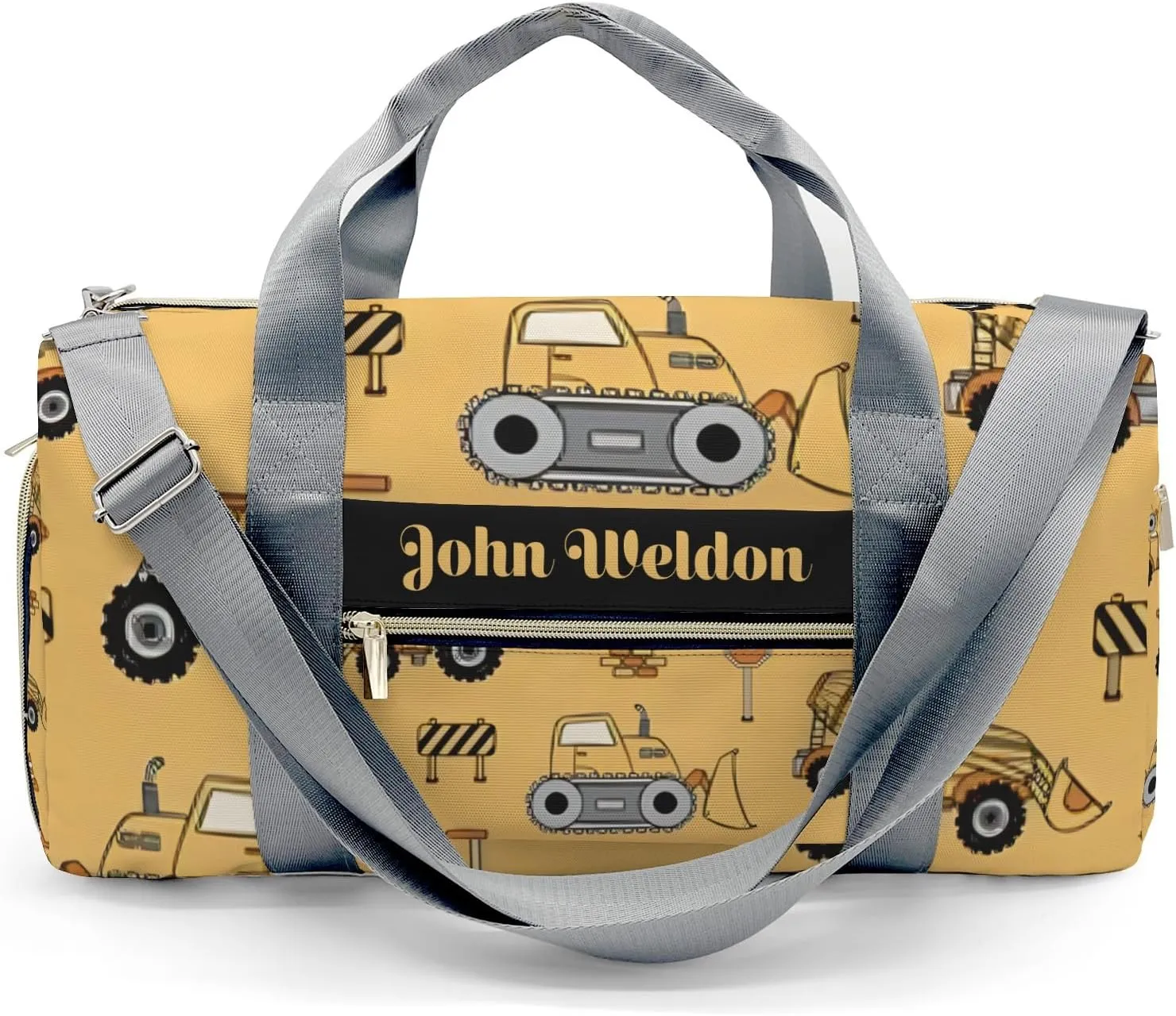 Personalized Stop Work Trucks Duffel Bag,Customized Sport Player Travel Bag for Gifts