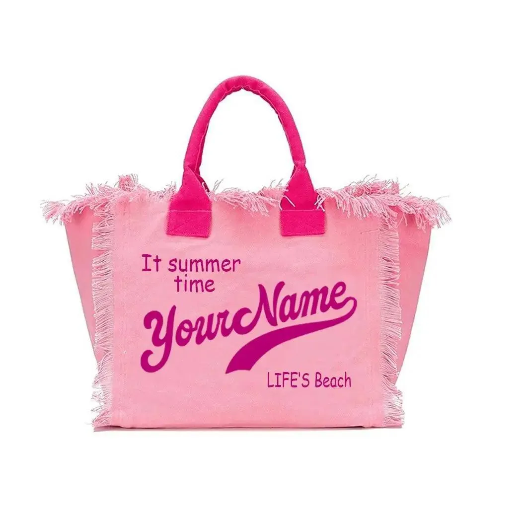 personalized tassel beach tote bag