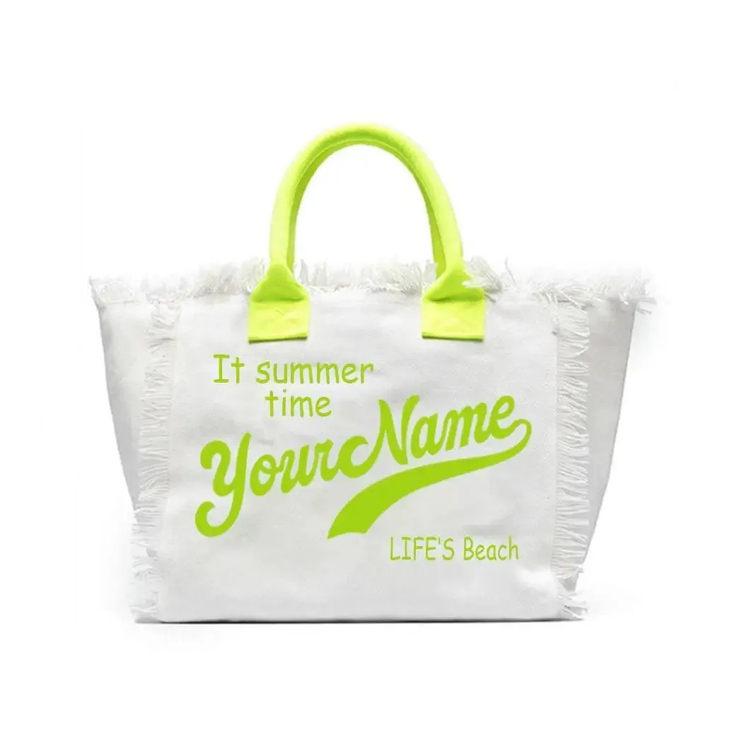 personalized tassel beach tote bag