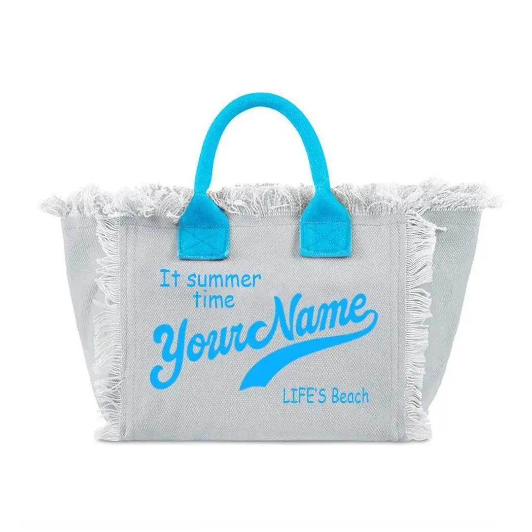 personalized tassel beach tote bag