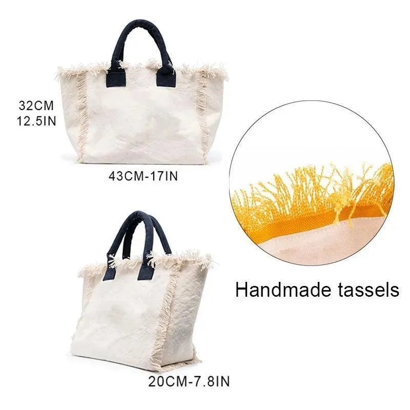 personalized tassel beach tote bag