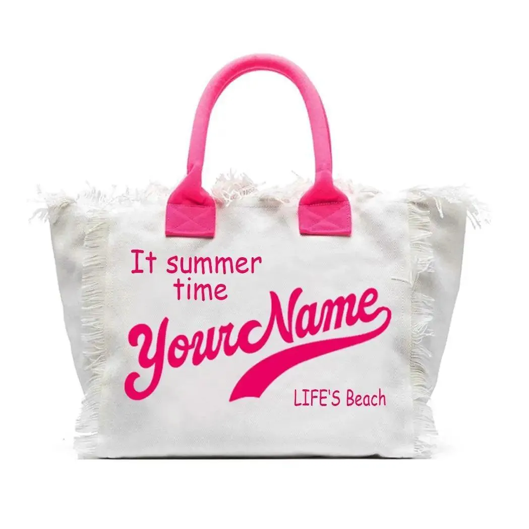 personalized tassel beach tote bag