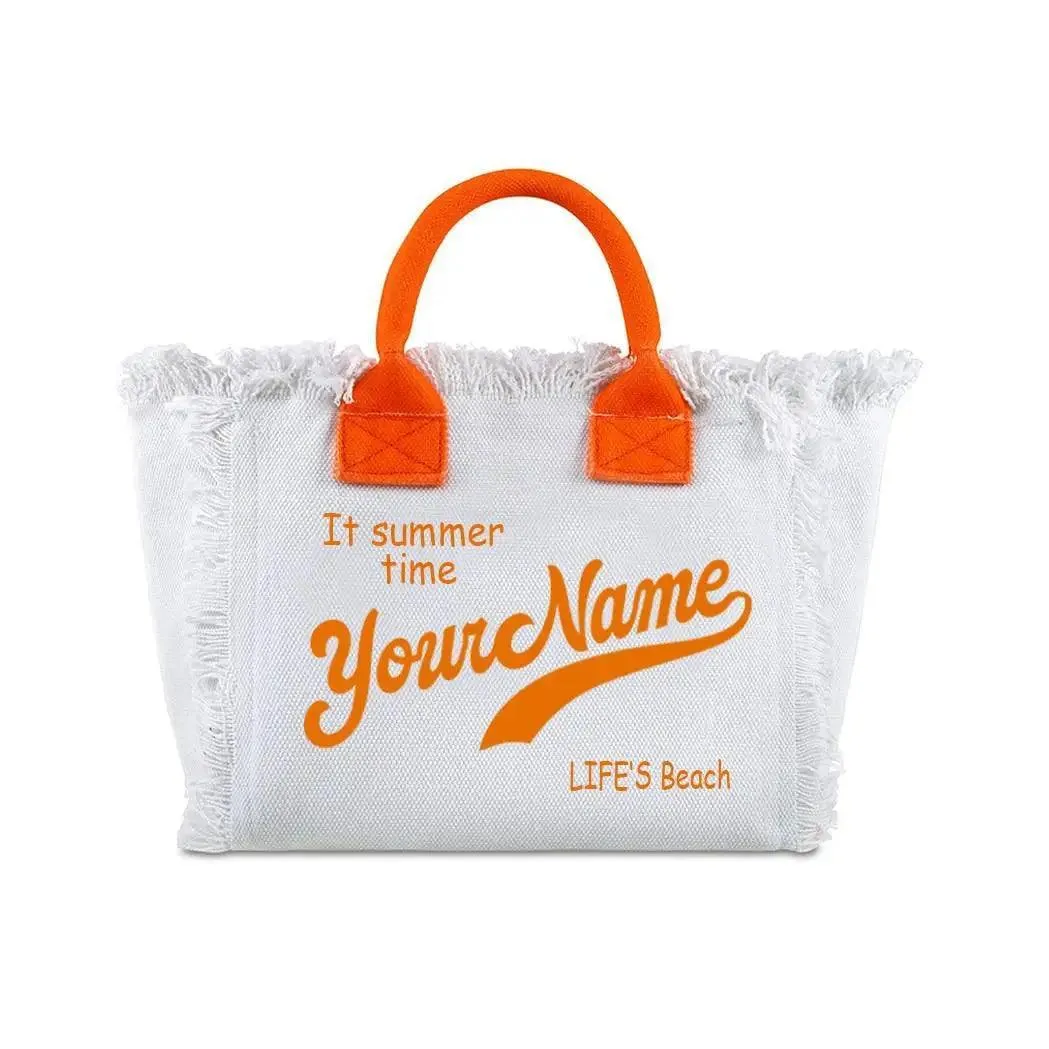 personalized tassel beach tote bag