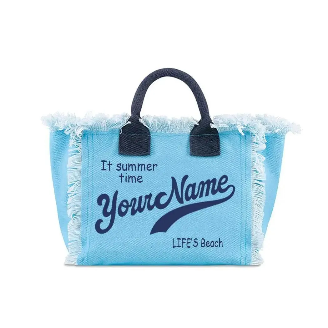 personalized tassel beach tote bag