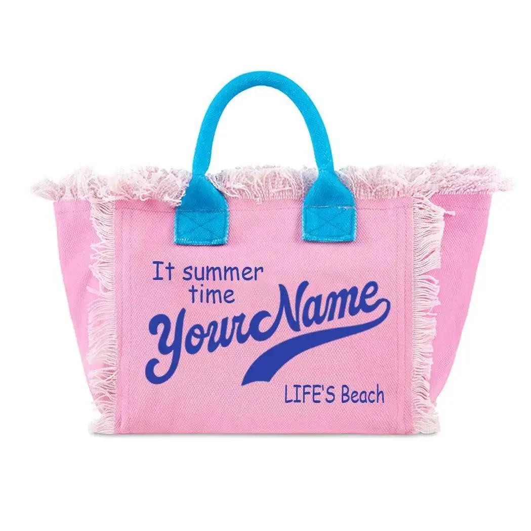 personalized tassel beach tote bag