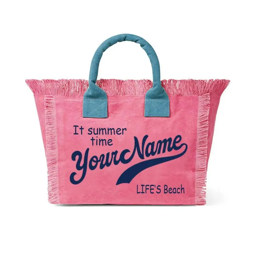 personalized tassel beach tote bag