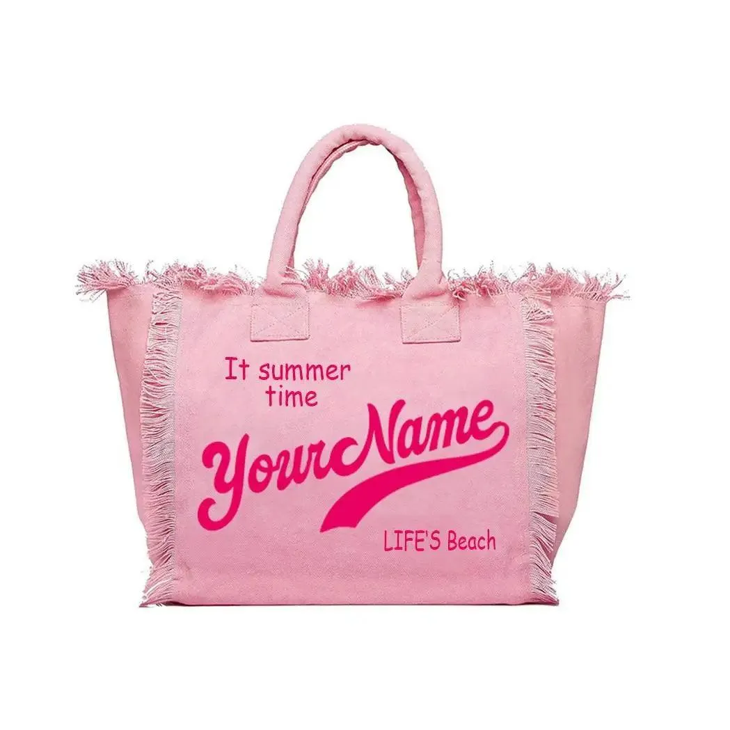 personalized tassel beach tote bag