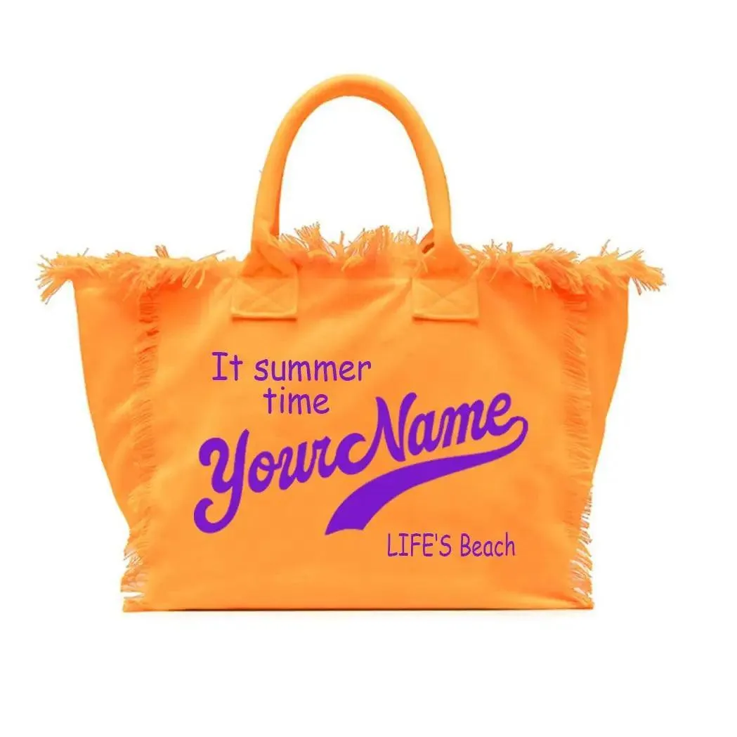 personalized tassel beach tote bag