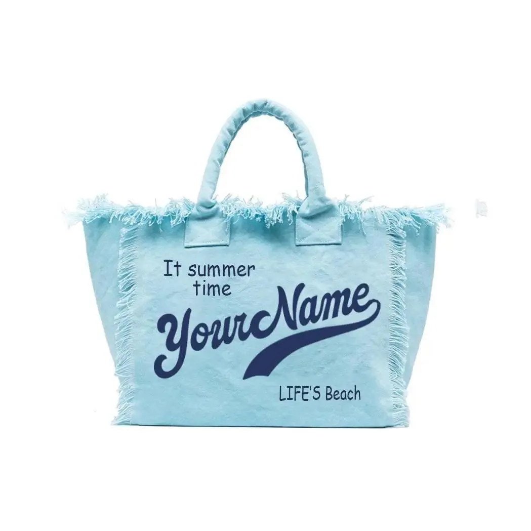personalized tassel beach tote bag