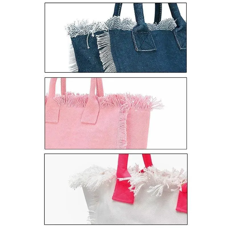 personalized tassel beach tote bag