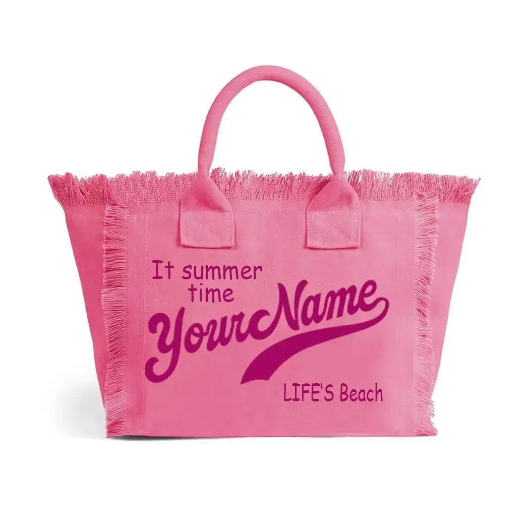 personalized tassel beach tote bag